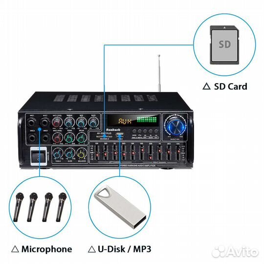 Новый мощный усилитель 4 микр-на эквалайзер блютус