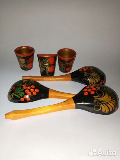 СССР винтаж/Ложка, стопки Хохлома