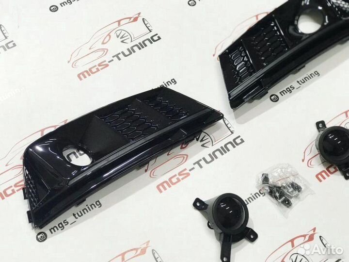 Вставки в бампер Audi A4 15-н.в. стиль RS4 Черные