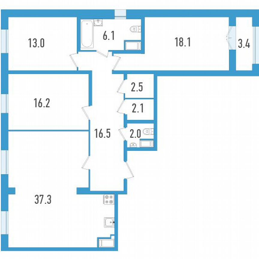 3-к. квартира, 115 м², 19/19 эт.