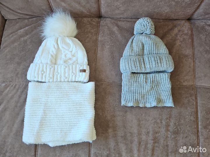 Шапка со снудом для девочки 48- 52