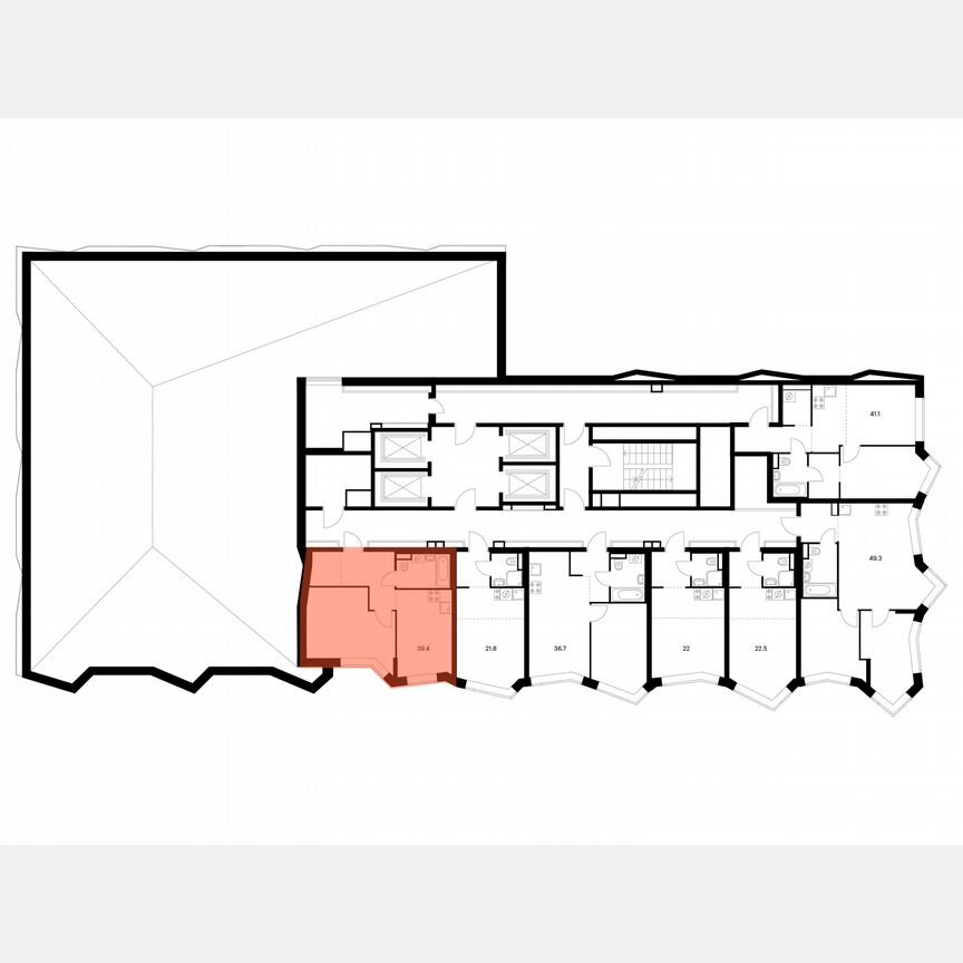 1-к. квартира, 39,4 м², 29/31 эт.