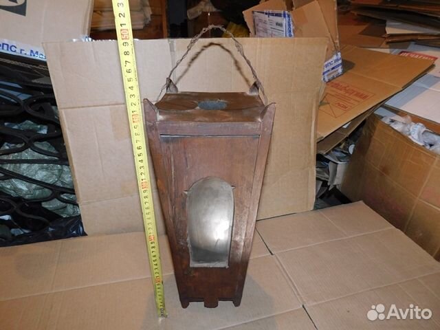 Антикварный, деревянный фонарь под свечу- горелку