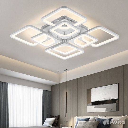 Люстра светодиодная 4+4,18-25 м белая