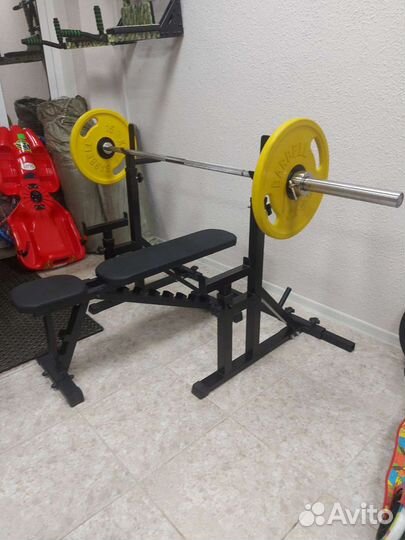 Скамья + Стойки штанга евроклассика