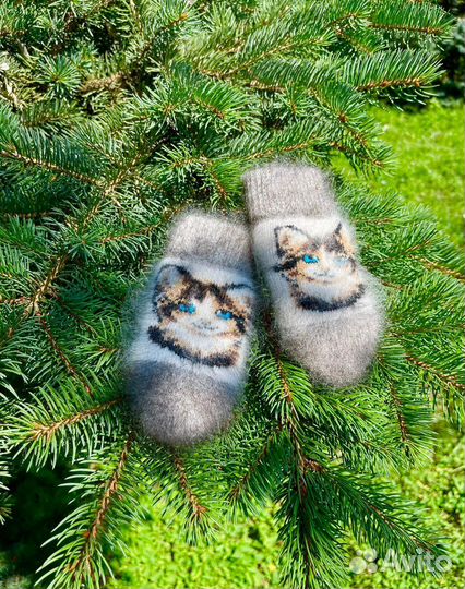 Детские пуховые варежки кошечки