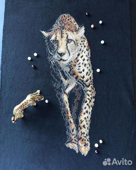 Картина вышитая крестом Гепард