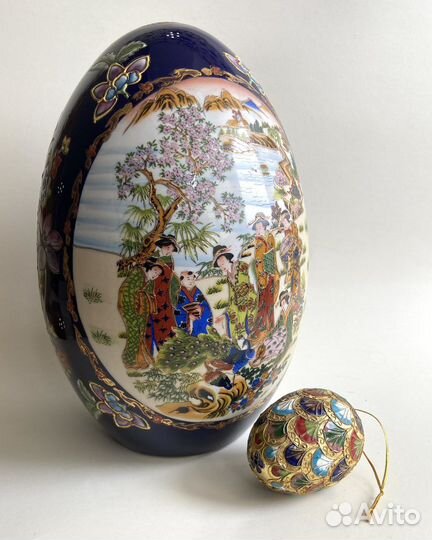 Яйцо огромное мориаж Китай 50-х, гусиное клуазоне