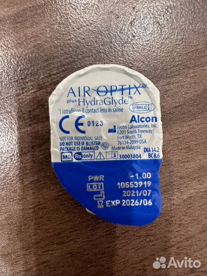 Alcon Контактная линза Air Optix plus HydraGlyde