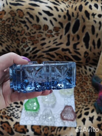 Пепельница цветное стекло, хрусталь СССР, винтаж