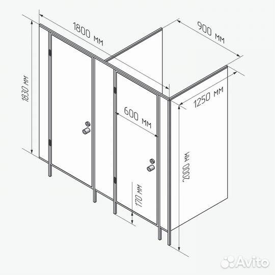 Сантехнические, туалетные, душевые перегородки 2 к
