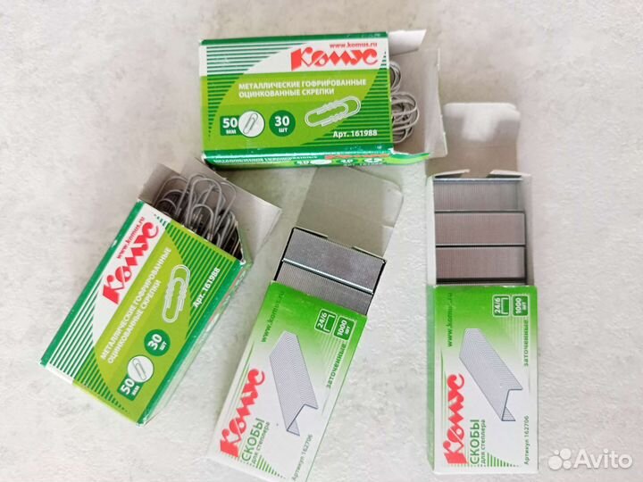 Скобы для степлера и большие скрепки, Комус