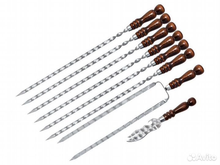 Шампур длинна 40-50см металл 3мм деревянные ручки