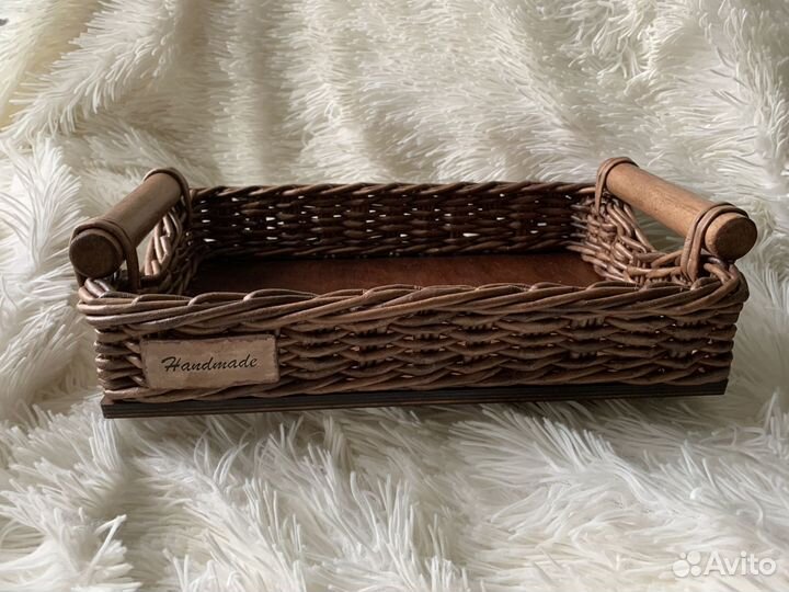 Корзины из бумажной лозы Поднос кофейный