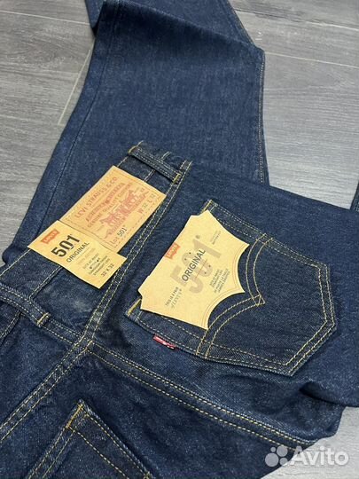 Джинсы из сырого денима Levis 501 новейшие