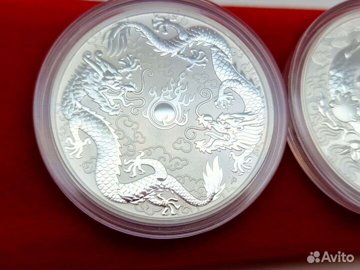 Австралия Два Дракона и др Серебро 1 Oz 999