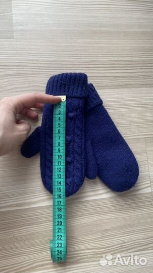 Варежки синие теплые