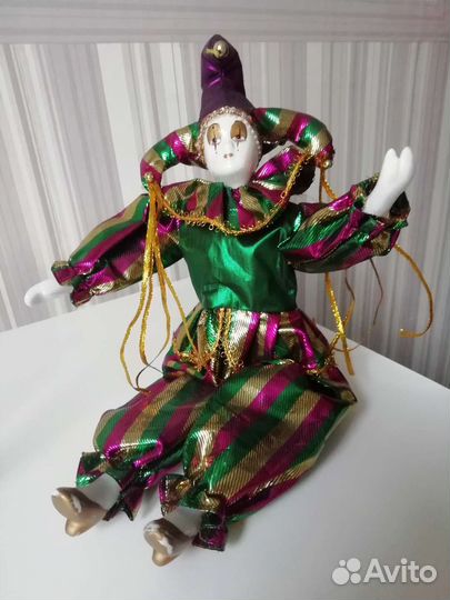 Редкая коллекционная кукла Mardi Gras.Арлекин 34см