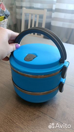 Ланч бокс для еды широкий контейнер 1.4 л синий