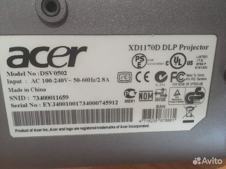 Проектор Acer XD1170D DSV0502