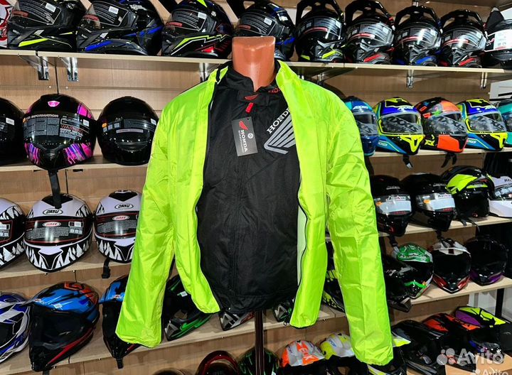 Мото куртка с защитой легкая Honda с дождевиком