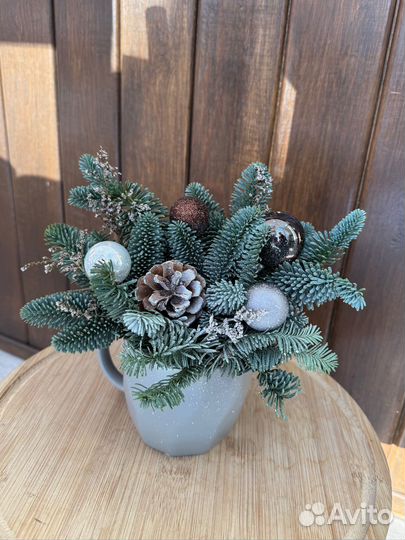 Букет новогодний нобилис ель