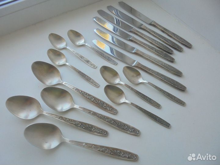 Столов приб мельх двойное серебр черн СССР 19 пред