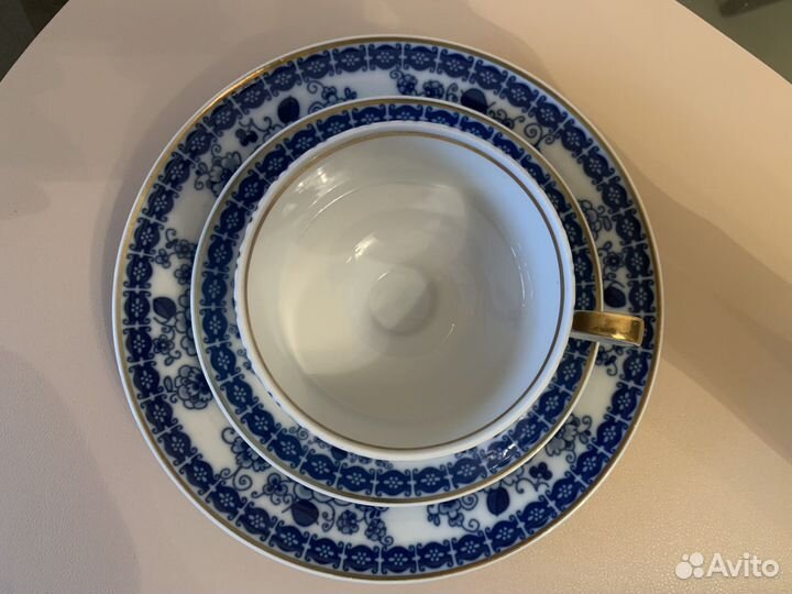 Антиквариат Чайная тройка Echt Kobolt Made in GDR