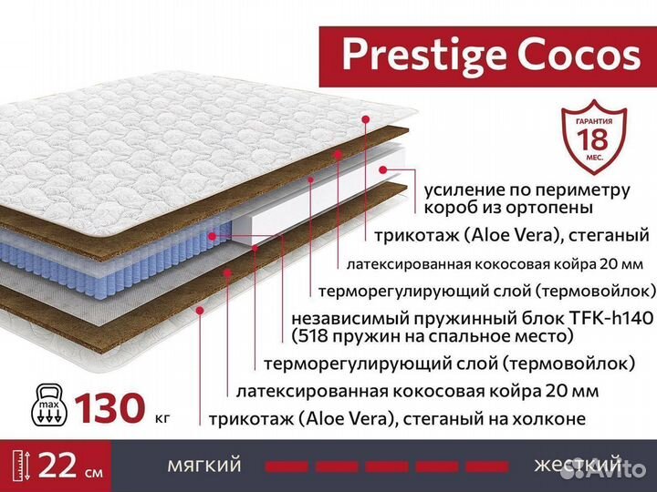 Новый Матрас Prestige Cocos Мебельград