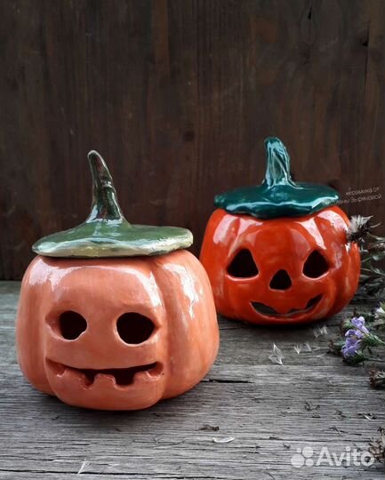 Тыква керамика. Подсвечник