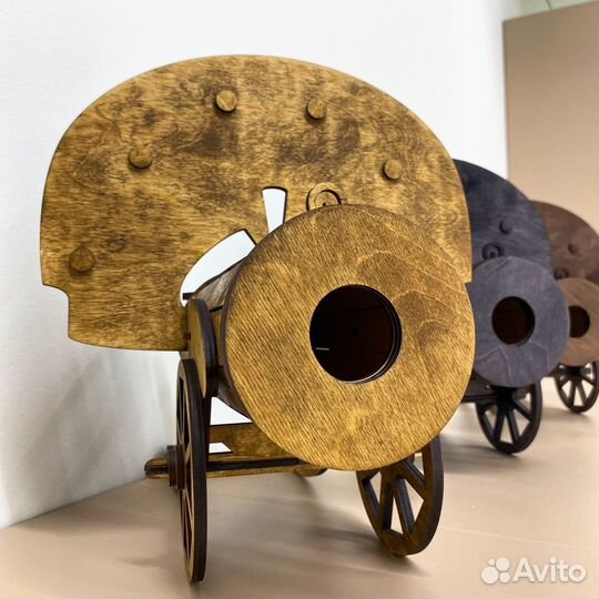 Мини бар пулемет бутылка + стаканы из дерева