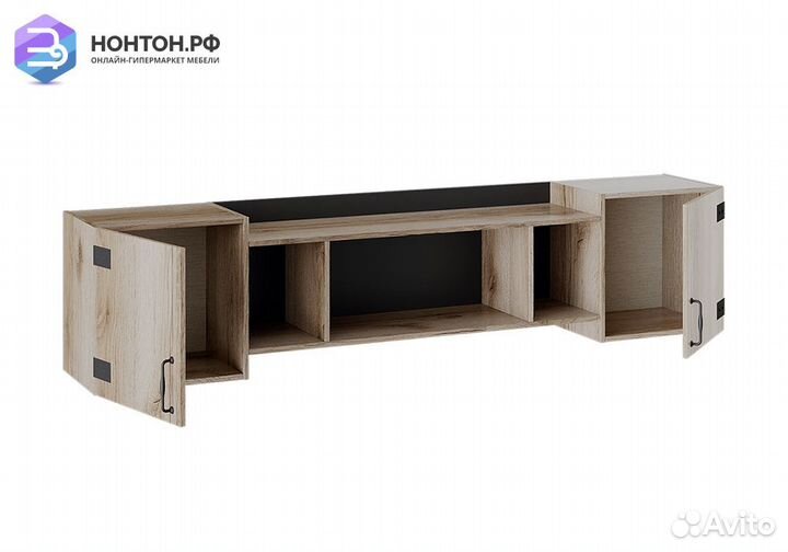 Шкаф навесной большой Окланд фон черный / дуб дела