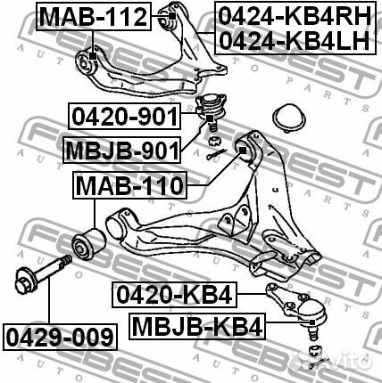 Опора шаровая переднего верхнего рычага febest 0420901 для а/м mitsubishi challenger, l 200 iv, mont