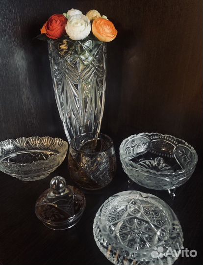 Красивый хрусталь. Салатники/Конфетница/Пепельница