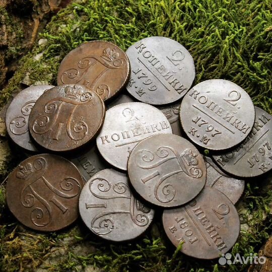 2 копейки Павла 1.ем и км.Оригиналы