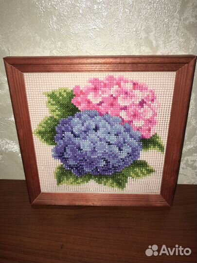 Картина алмазная мазайка Гортензии готовая 21х21