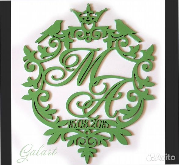 Монограмма на свадьбу из акрила, дерева