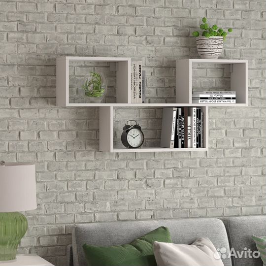 Полка настенная для книг и цветов Белая