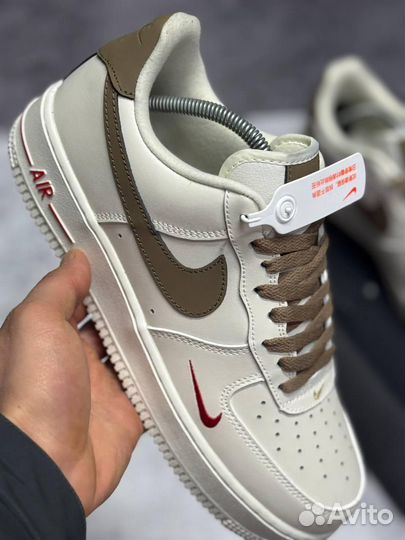 Кроссовки Nike Air Force 1 White Brown (Арт.36218)