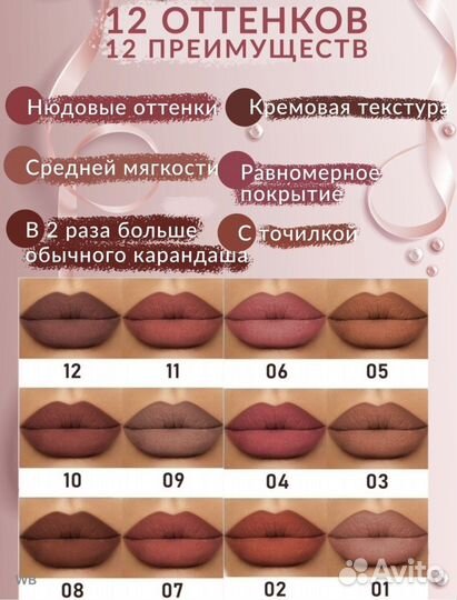 Набор карандашей для губ Новый