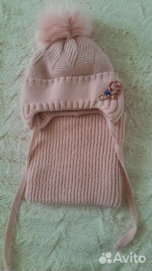 Комплект шапка, шарф зимний