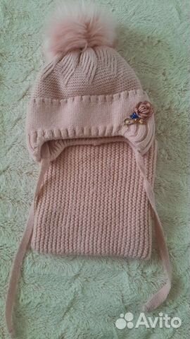 Комплект шапка, шарф зимний