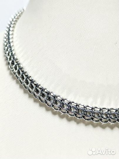 Серебряная цепочка Кобра из серебра 925 пробы, полновесная, замок карабин, длина 55 см, вес 38,50 г