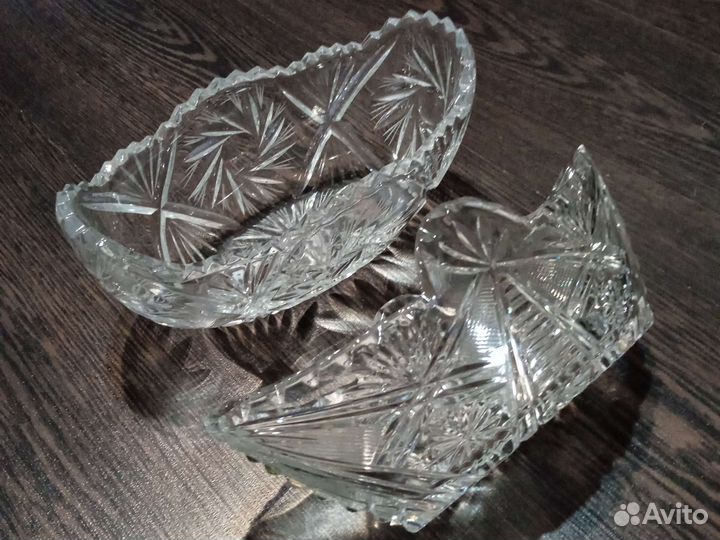 Салатницы хрусталь, вазочка с ручкой винтаж