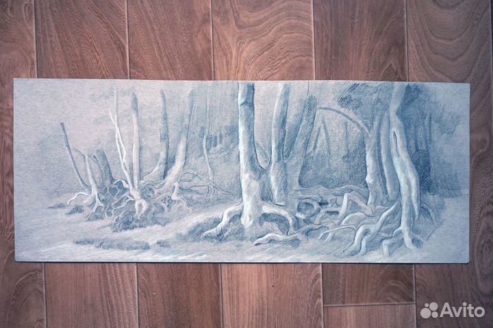 Картина графика, ар нуво, пейзаж