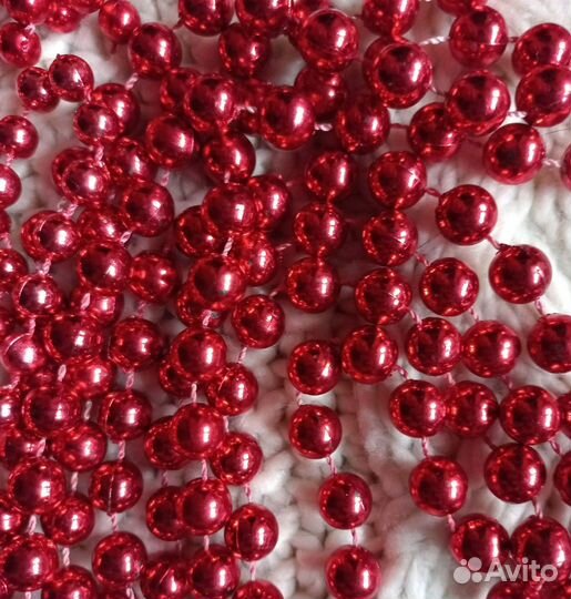 Елочные бусы, красные и золотистые 5 шт