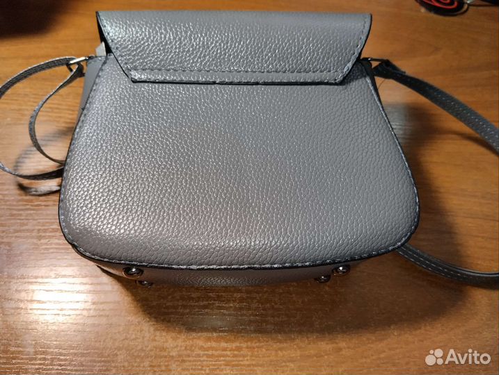 Сумка серая кожаная