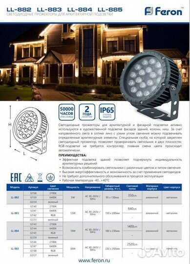 Прожектор архитектурный LL-885 36W IP65 32237