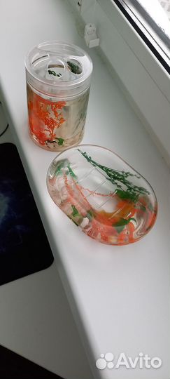 Набор для ванной мыльница и стакан под щетки