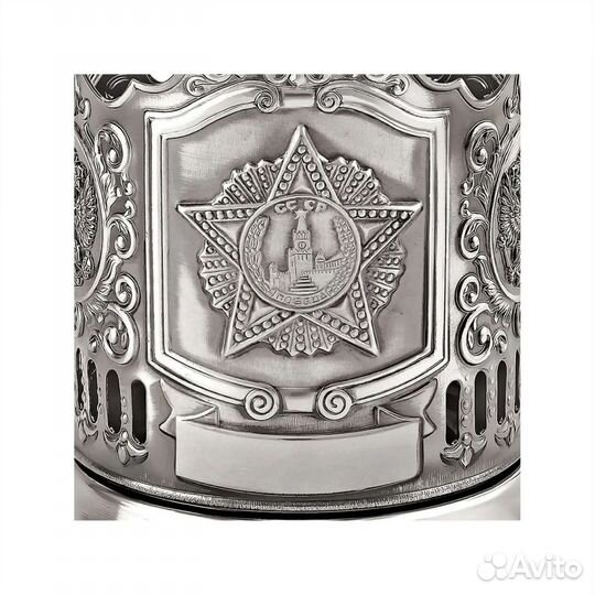 Подстаканник никелированный Орден Победы Герб РФ